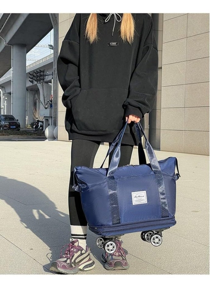 هونغ فو حقيبة سفر قابلة للطي بعجلات - حقيبة سفر قابلة للتوسيع من 18 إلى 40 لترًا، خفيفة الوزن ومقاومة للماء، مناسبة للرحلات القصيرة والرياضة والتسوق - Image 2